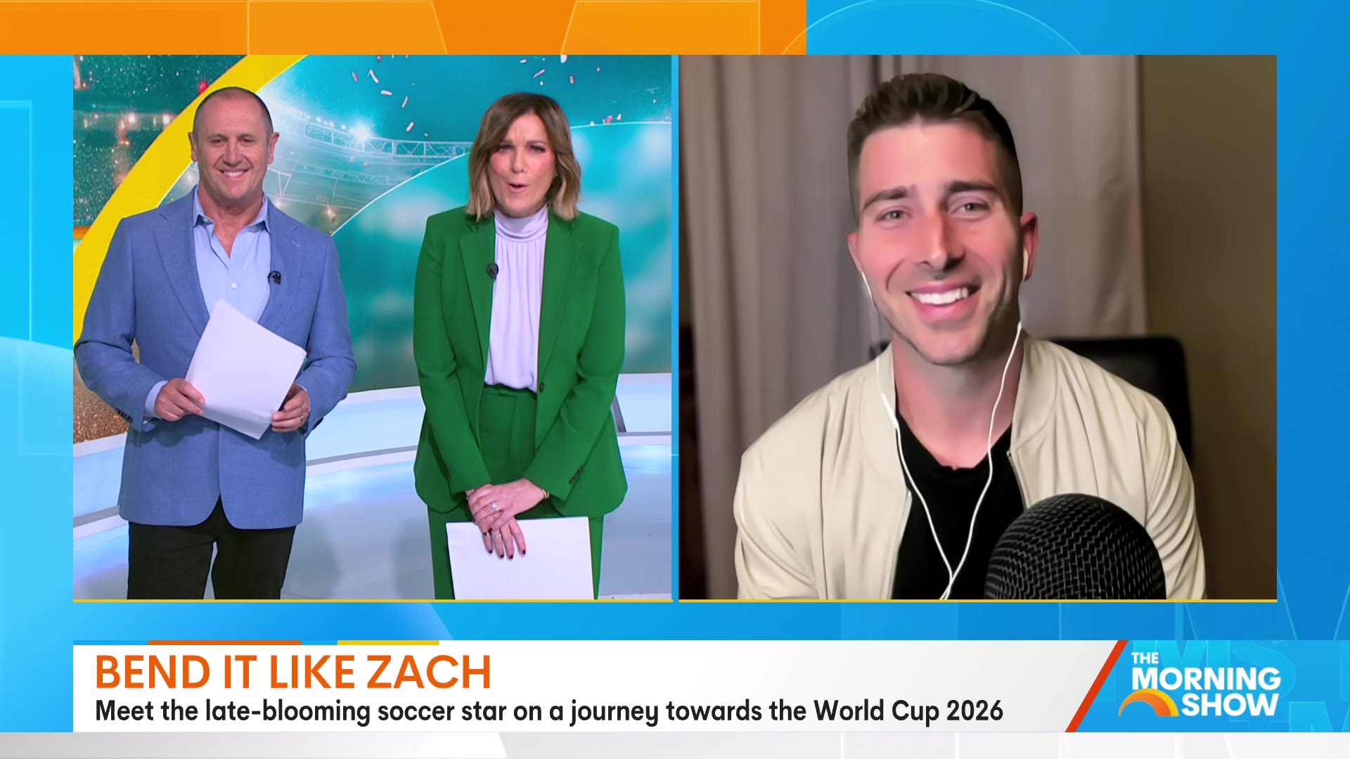 Zach live on The Morning Show, Bend it like Zach
